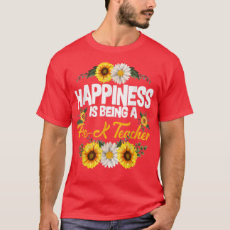 T-shirt Le Bonheur Est D'Être Un Enseignant Tournesol Cute