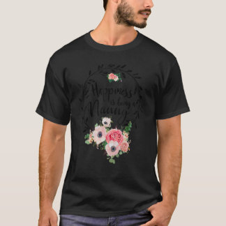 T-shirt Le Bonheur Est D'Être Une Nanny Femmes Décor Flora
