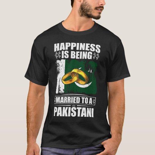 T-shirt Le Bonheur Est Marié À Un Pakistanais (Devant)