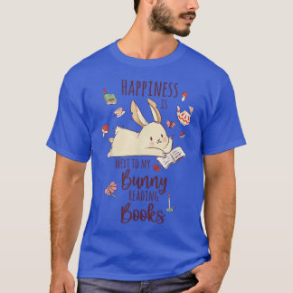 T-shirt Le Bonheur est net à mon Bunny Rading Book Bu