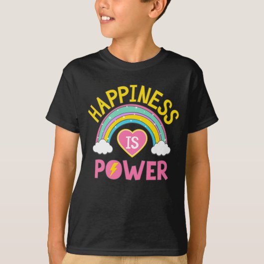 T-shirt Le bonheur est Power Rainbow (Devant)