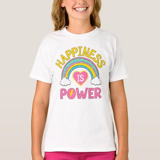 T-shirt Le bonheur est Power Rainbow (Devant)