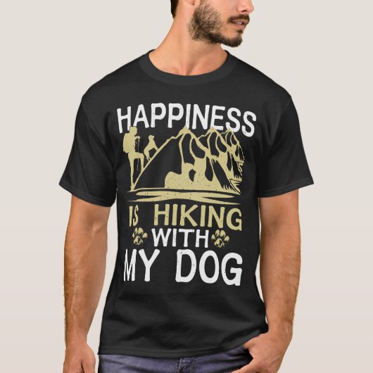 T-shirt Le Bonheur Est Randonnée Avec Mon Chien Randonnée  (Devant)