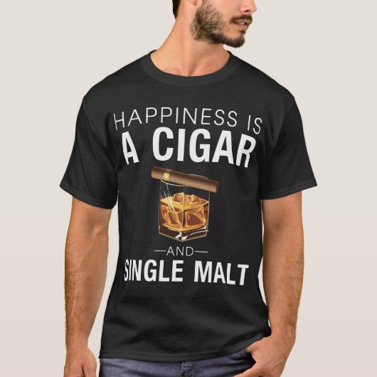 T-shirt le bonheur est un mari cirgar et simple de malt (Devant)