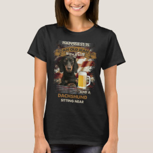 T-shirt Le Bonheur Est Un Vieux Homme Avec Une Bière Et Un