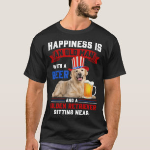 T-shirt Le Bonheur Est Un Vieux Homme Avec Une Bière Et Un