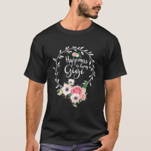 T-shirt Le Bonheur Est Une Gigi Femme Décor Floral Grand