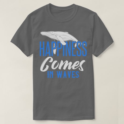 T-SHIRT LE BONHEUR VIENT DANS LES VAGUES (Design devant)