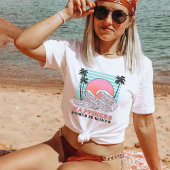 T-shirt Le bonheur vient dans les vagues, Retro Beach Bum 