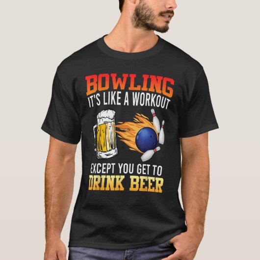 T-shirt Le bowling, c'est comme un exercice avec de la biè (Devant)
