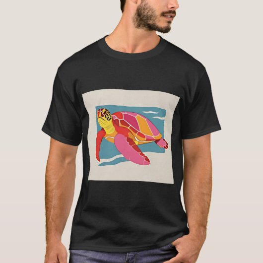 T-shirt Le cadeau de la tortue patchwork (Devant)