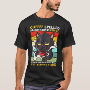 T-shirt Le Café Écrit À L'Arrière Est Eeffoc Black Cat Boi