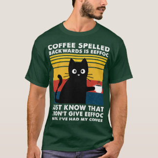 T-shirt Le café épelé à l'envers est Eeffoc - drôle Black 