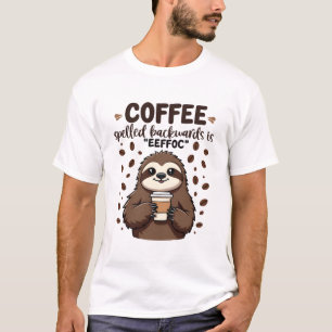 T-shirt Le café épelé vers l'arrière est eeffoC Caffeine S