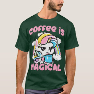 T-shirt Le café est la caféine magique Unicorne