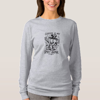 T-shirt Le café est mon esprit Animal Femme's long manches