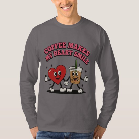 T-shirt Le Café Fait Sourire Mon Coeur (Devant)