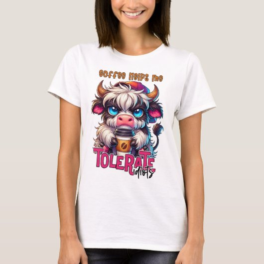 T-shirt Le café m'aide à tolérer les idiots (Devant)
