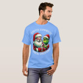 T-shirt Le café relie les créatures mythiques Santa and Gr (Devant entier)