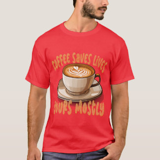 T-shirt Le café sauve des vies surtout la vôtre Mème de ca