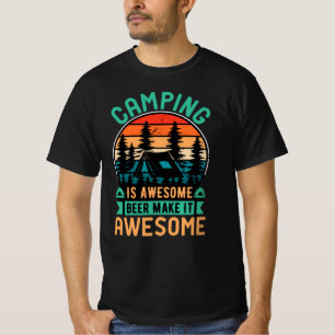 T-shirt Le camping est génial, la bière le rend encore mei