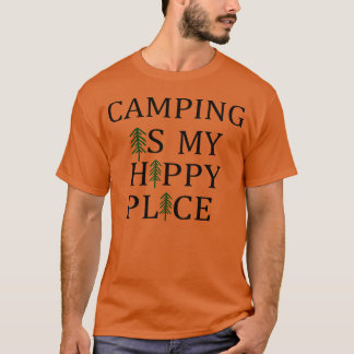 T-shirt Le camping est mon endroit heureux amour vert ami