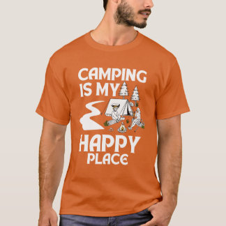 T-shirt Le camping est mon endroit heureux drôle