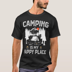 T-shirt Le camping est mon endroit heureux drôle de campeu