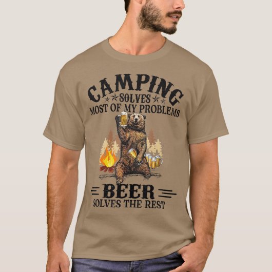 T-shirt Le Camping Résoud La Plupart De Mes Problèmes Ours (Devant)