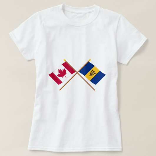 T-shirt Le Canada et les drapeaux croisés par Barbade (Design devant)