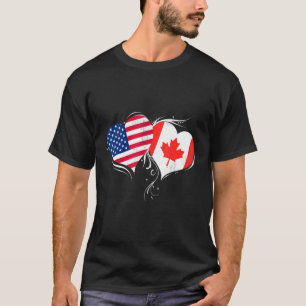 T-shirt Le Canada Et Les États-Unis Coeurs Drapeau Nous Dr