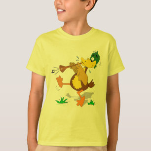 T-shirt Le canard de bande dessinée jouant Zurna badine l