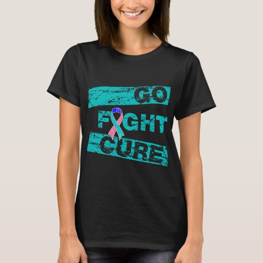T-shirt Le cancer de la thyroïde vont traitement de combat (Devant)