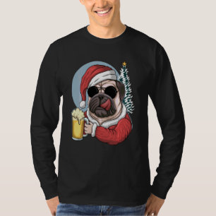 T-shirt Le Carlin Santa Hat Est Mon Esprit Animal