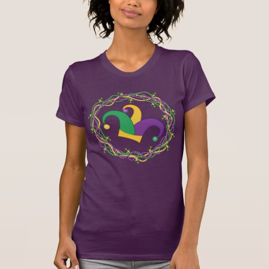 T-shirt Le casquette de farceur de mardi gras perle le (Devant)