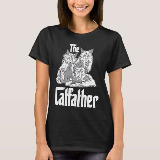 T-shirt Le Catfather Chat Mafia Graphique (Devant)