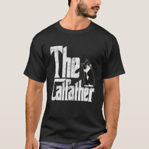 T-shirt Le Catfather Chat Père Mafia Moustaches Mâle Papa