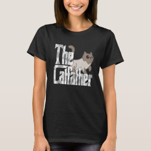 T-shirt Le Catfather Mignon Papa Chat Mafia Moustaches Mâl
