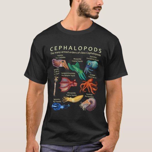 T-shirt Le Céphalopode, Le Calmar Et Le Nautil (Devant)