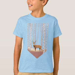 T-shirt Le cerf dans les bois de bouleau