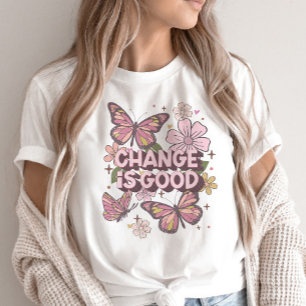 T-shirt Le changement rétro est bon papillon de marguerite