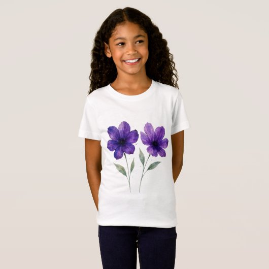 T-Shirt Le charme des fleurs violettes (Devant entier)