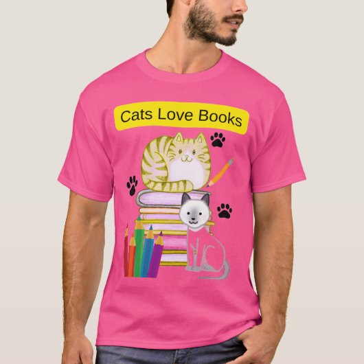 T-shirt Le chat aime les livres (Devant)