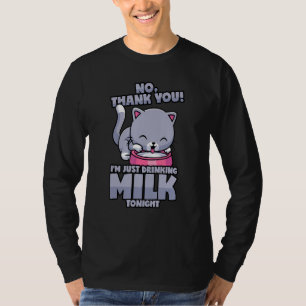 T-shirt Le chat boit seulement du lait ce soir Pas d'alco