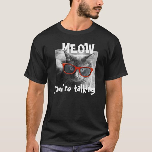 T-shirt Le chat de hippie, MEOW vous parlent ! (Devant)