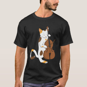 T-shirt Le chat de jazz joue la basse droite - cadeau de