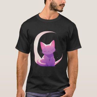T-shirt Le chat et la lune (violet)
