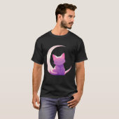 T-shirt Le chat et la lune (violet) (Devant entier)