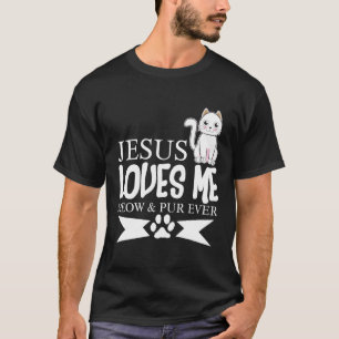 T-shirt Le chat Jésus m'aime chrétien de la jeunesse de
