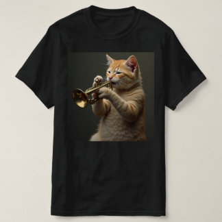 T-shirt Le chat joue de la trompette.